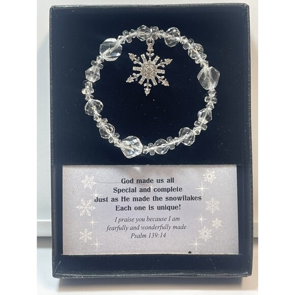 DMM Silver Crystal Snowflake Necklace Bracelet Earring Set New - Picture 6 of 8